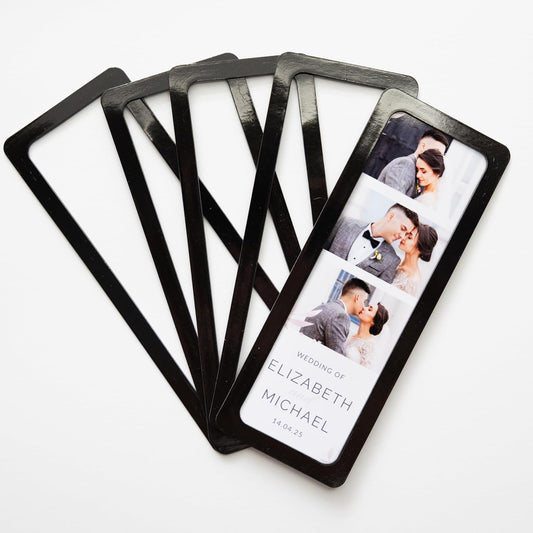 Magnetic Frames For 2x6 Photo Booth Strips – Set of 5 – White, Black, or Floral Design Photo Picture Holders – Magnetic Paper Cutout for Photobooth Photos – Simple Slim Frames for Fridge, Locker, or Party Keepsakes (5, BLACK)