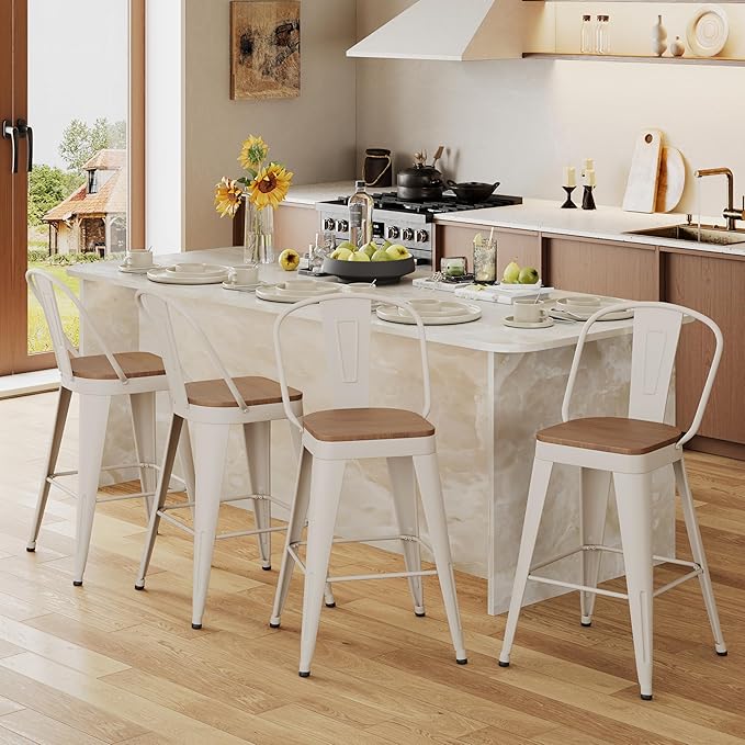 Andeworld Metal Bar Stools Set of 2, 30 inch Bar Height Barstools - Image 7