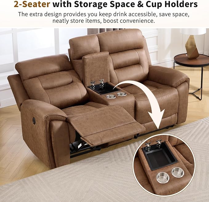 ANJ Power Oversized Reclining Sofa Couch, Breathable Faux Leather 3-Seater - Image 5