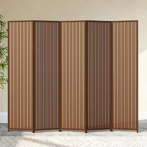 5 Panel Room Divider and Extra Wide Folding Privacy Screen, Bamboo Room Divider by cocosica