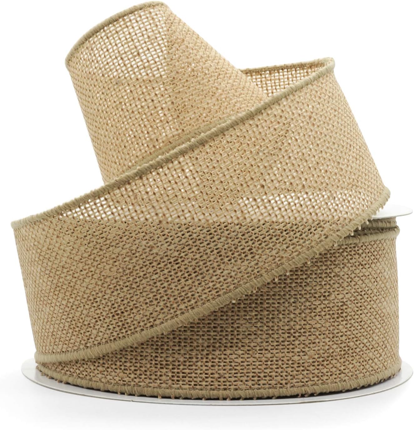 CT CRAFT LLC Burlap Fabric Wired Ribbon 2.5" x 20 Yards Natural Color for Christmas Home Wedding Decor Gift Wrapping Tree Topper Bow Wreath Bouquet DIY Crafts