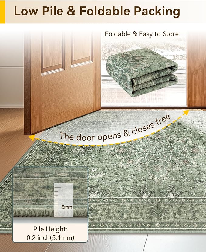 RELEANY Area Rugs 2'x6' Runner Rug Non Slip Washable - Image 5
