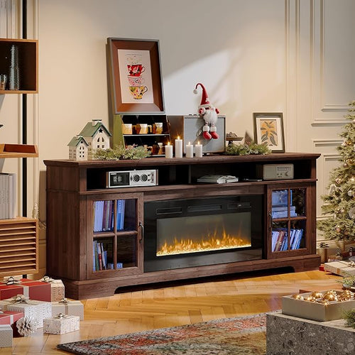 70" Fireplace TV Stand, Farmhouse Entertainment Center - Image 2