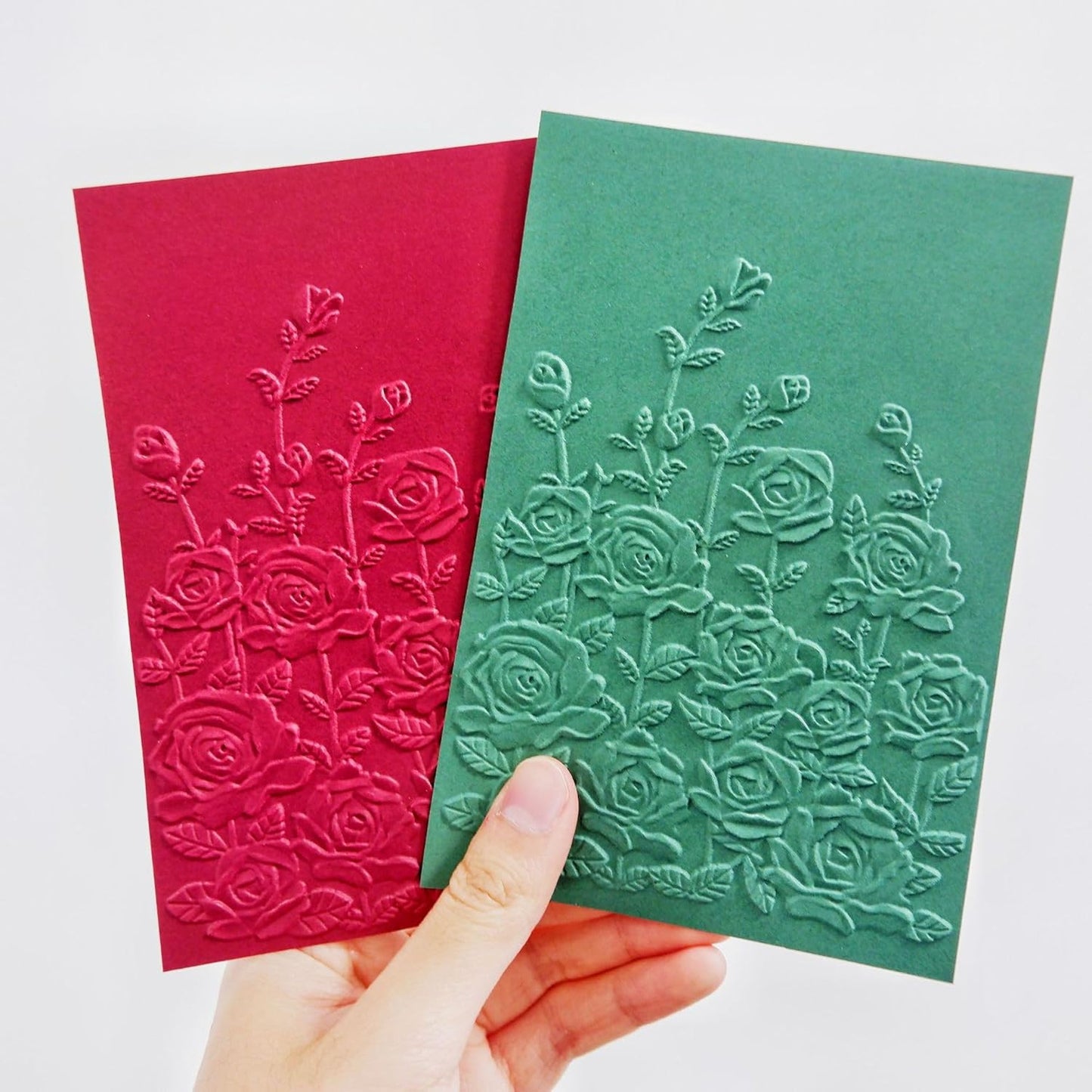 NZJ 3D Texured Spring Flower Rose Bloom Plastic Embossing Folders for Card Making Scrapbooking and Other Paper Crafts