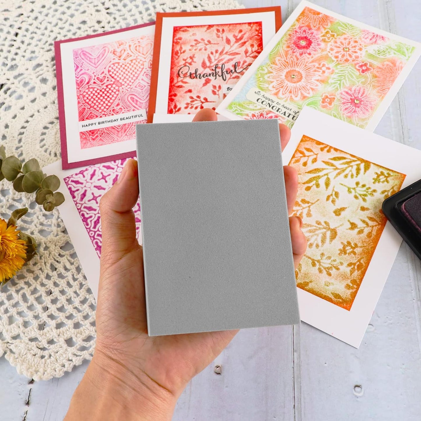 BAOFALI 2 Pcs Large Stamping Foam Grey Moldable Foam Stamps Plastic Dry Foam Stamp Pad Cut and Dry Foam Stamping Foam Block for Sculpture, Modeling, DIY Arts and Handicrafts Projects