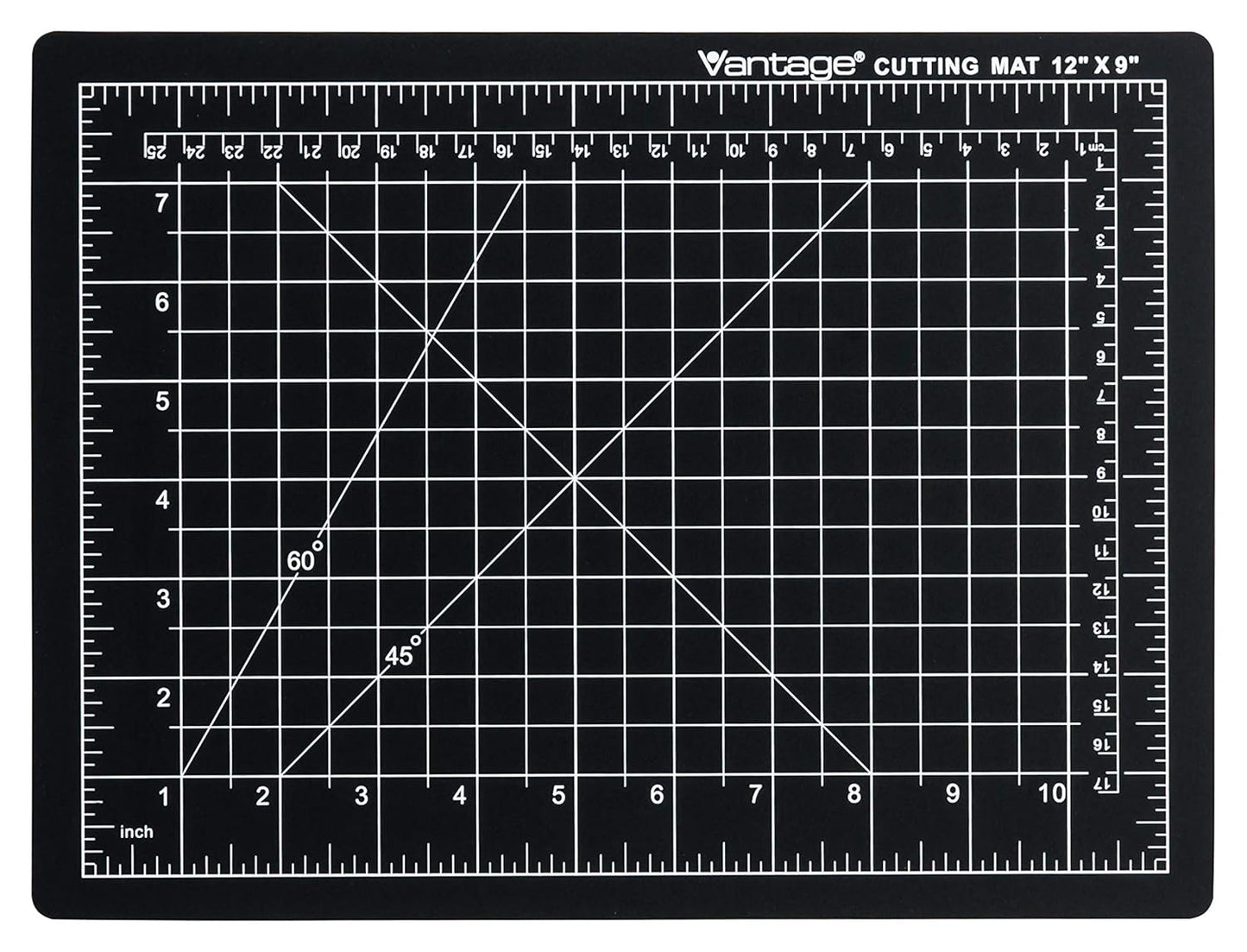 Dahle Vantage 10670 Premium Self-Healing Cutting Mat, 9"x12", 1/2" Grid, 5 Layers for Max Healing, Perfect for Crafts & Sewing, Black