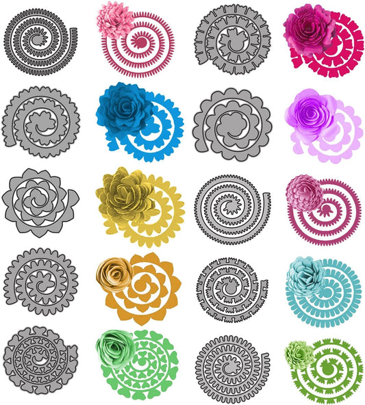 10pcs 3D Layering Rose Metal Cutting Dies, Daisy Flower Garland Wedding Cut Stencils, Blossom Screw Flower Die Cuts, Metal Embossing Stencils Template Mould