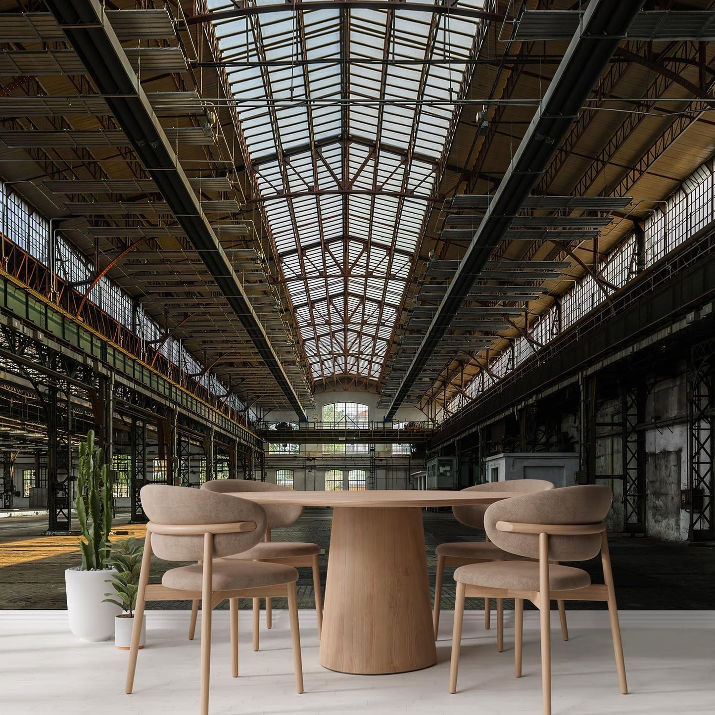 wall26 Wall Sticker/Wall Mural Industrial Interior of an Old Factory Building, Not Peel and Stick, Non-Woven Wallpaper Decorative for Bedroom, Living Room, Office - 99x96 inches