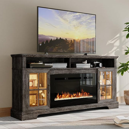 70" Farmhouse TV Stand with 36" Fireplace by Nordivale