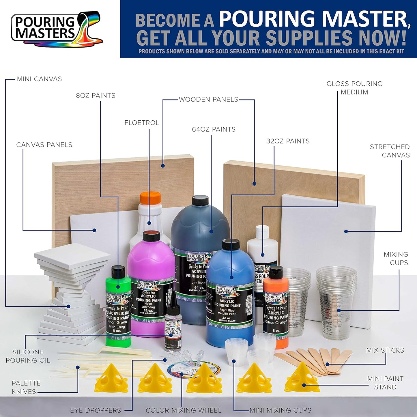 POURING MASTERS Olive Green Acrylic Ready to Pour Pouring Paint - Premium 8-Ounce Pre-Mixed Water-Based - for Canvas, Wood, Paper, Crafts, Tile, Rocks and More