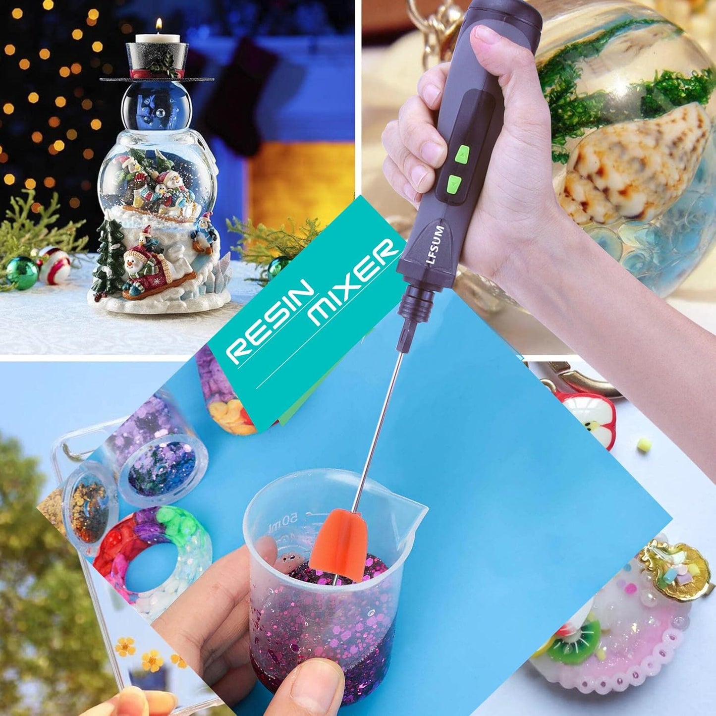 Resin Mixer Epoxy Mixer Paddles - 4 Reusable Reusable Paint and Resin Mixer Paddle to Mix Epoxy Resin, Paint, Ceramic Glaze and Reduce Bubbles - Paint Mixer for Drill (4X-Small)