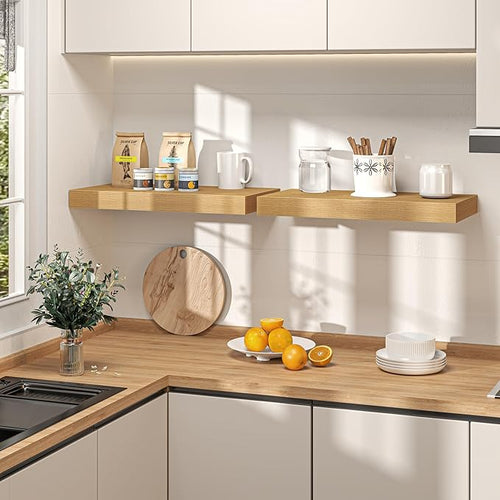 40Inch Oak Floating Shelves for Wall, 12 Inch Deep Shelves for Bedroom - Image 2
