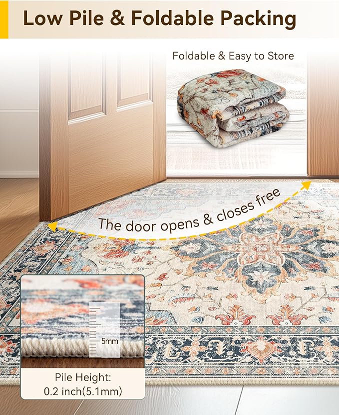 RELEANY Area Rugs 2'x9' Runner Rug Non Slip Washable - Image 4