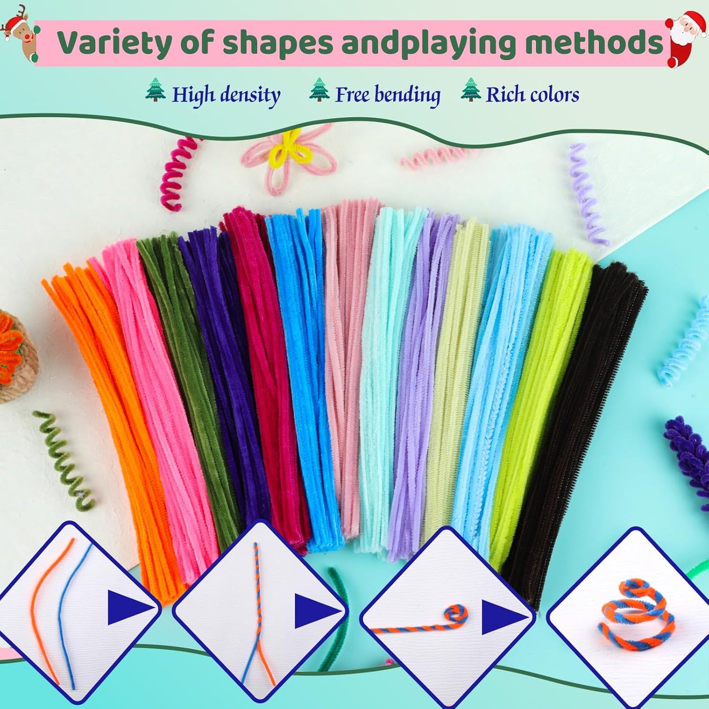 200PCS Pipe Cleaners, Royal Blue Pipe Cleaners Chenille Stem, Fuzzy Sticks Pipe Cleaners Craft Supplies for DIY Arts Crafts Project