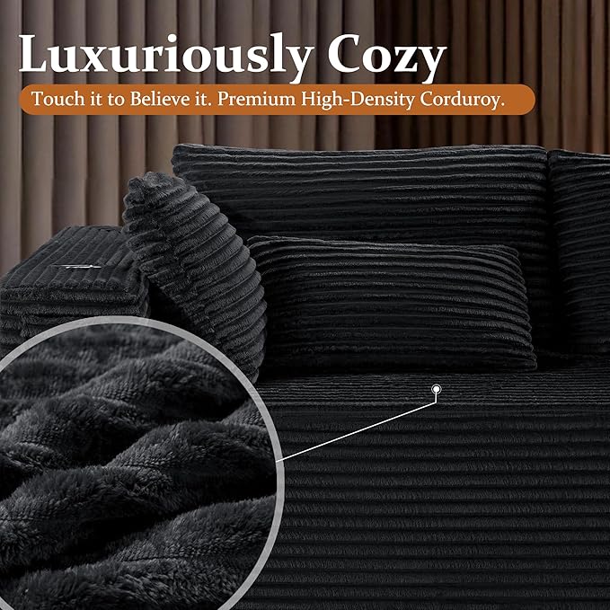 108" Oversized Cloud Sectional Couch, Comfort L Shaped Boneless Couch - Image 7