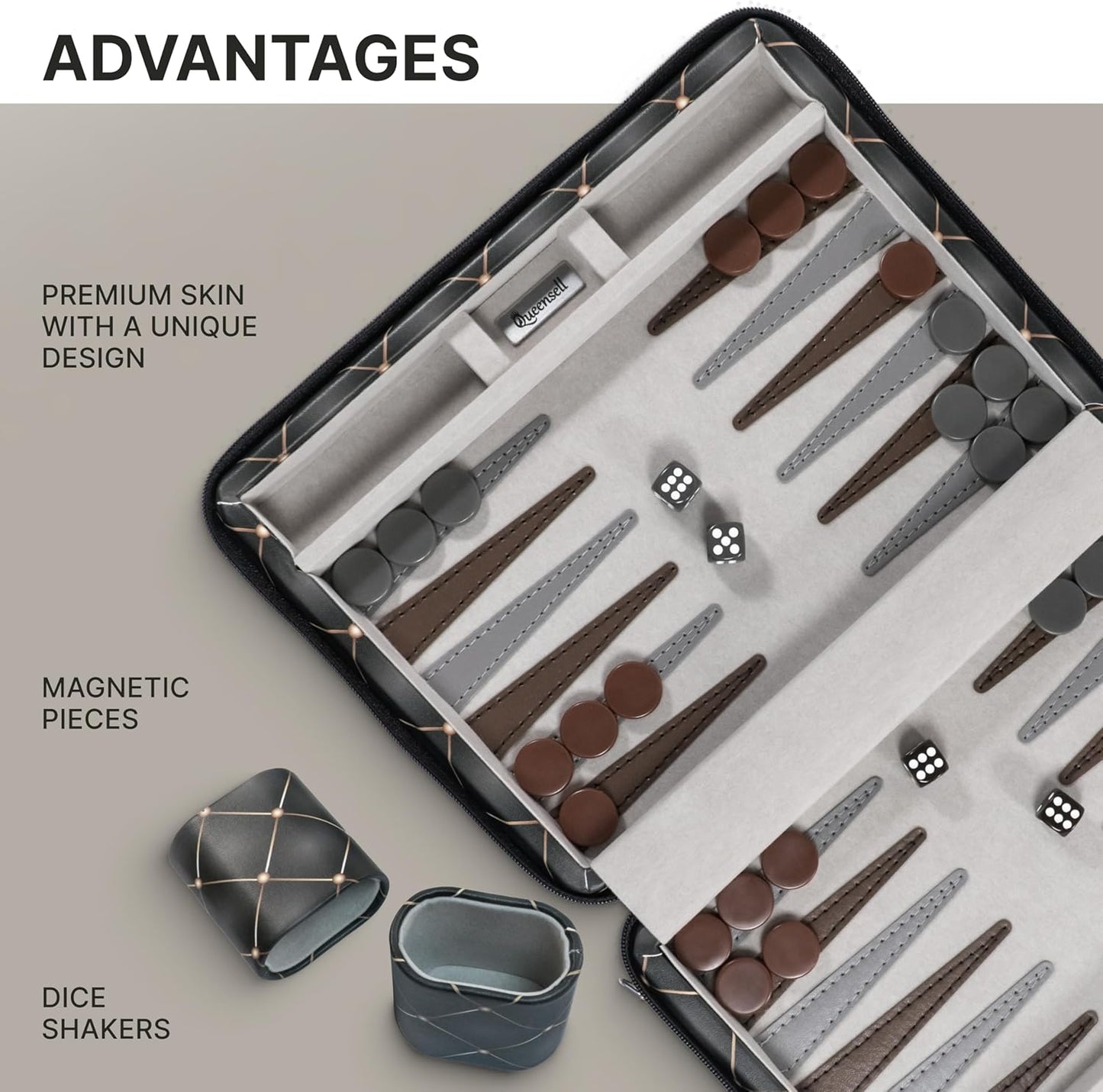 Magnetic Travel Backgammon Sets for Adults - Quality PU Leather Backgammon Board Game for Adults and Kids - 14" Gift for Man Backgammon Board with 32 Magnetic Pieces in PU Leather Case