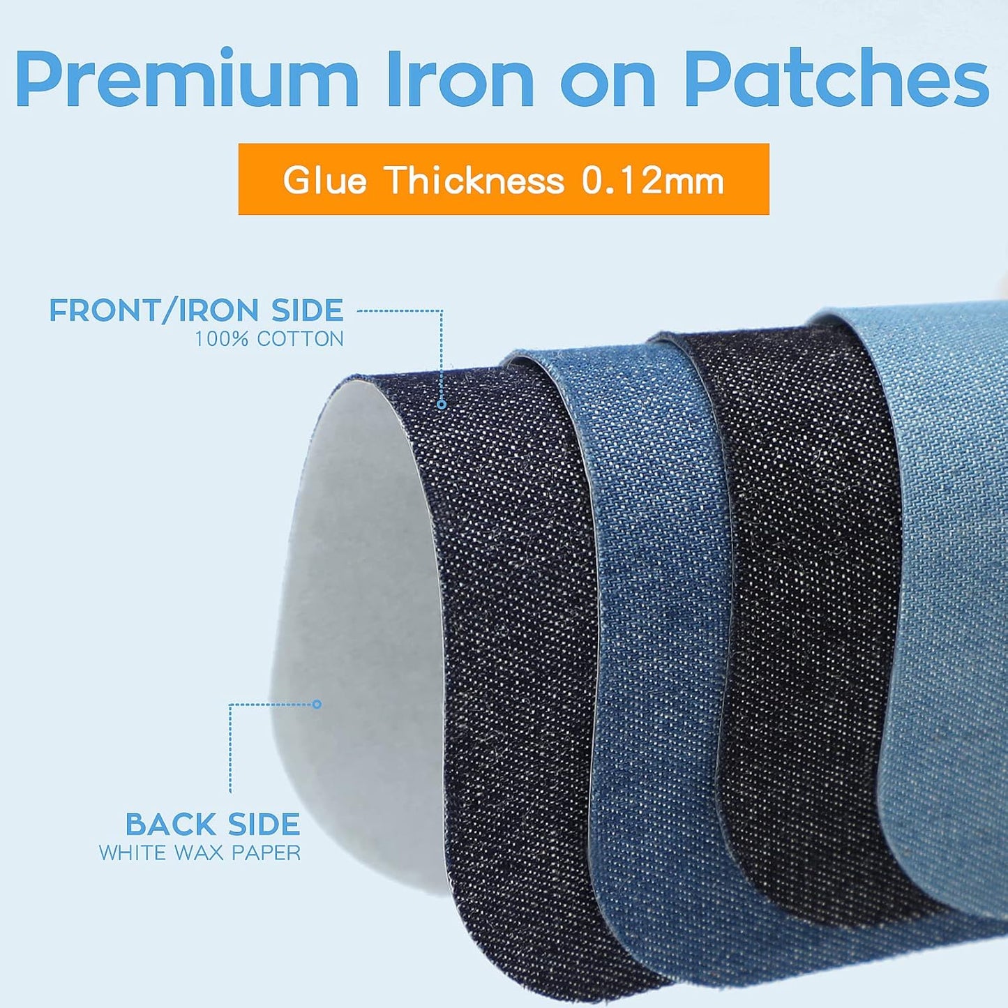 HTVRONT Iron on Patches for Clothing Repair, Cotton Patches Iron on, Black Repair Decorating Kit 20 Pieces Iron on Patch Size 3" by 4-1/4" (7.5 cm x 11 cm)