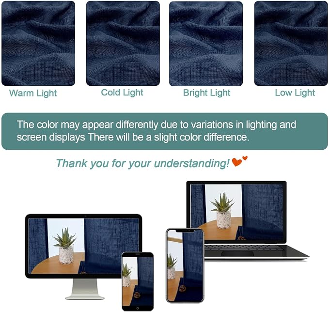 Chyhomenyc Navy Blue Semi Sheer Curtains 54 Inch Length - Image 3