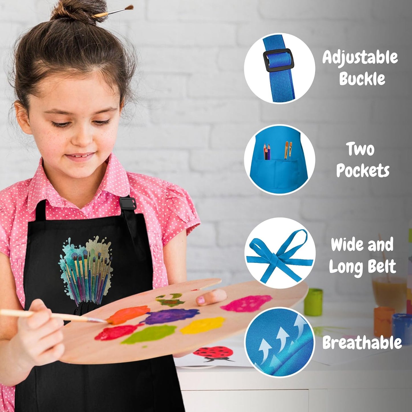 Unisex Kids Apron with Custom Name – Perfect for Painting, Crafts, and Fun Great Christmas Gift or Stocking Stuffer for Kids