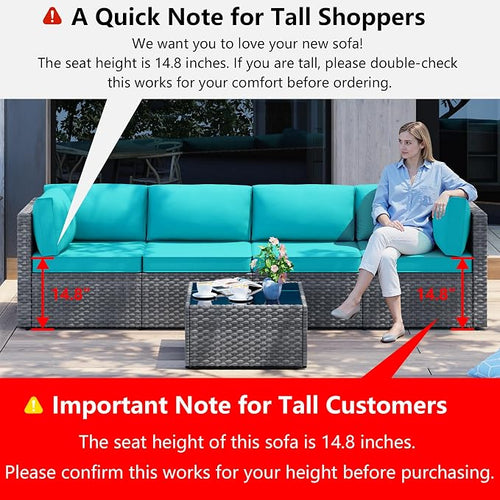 5 Piece Outdoor Patio Furniture Set, All Weather Conversation Set - Image 2