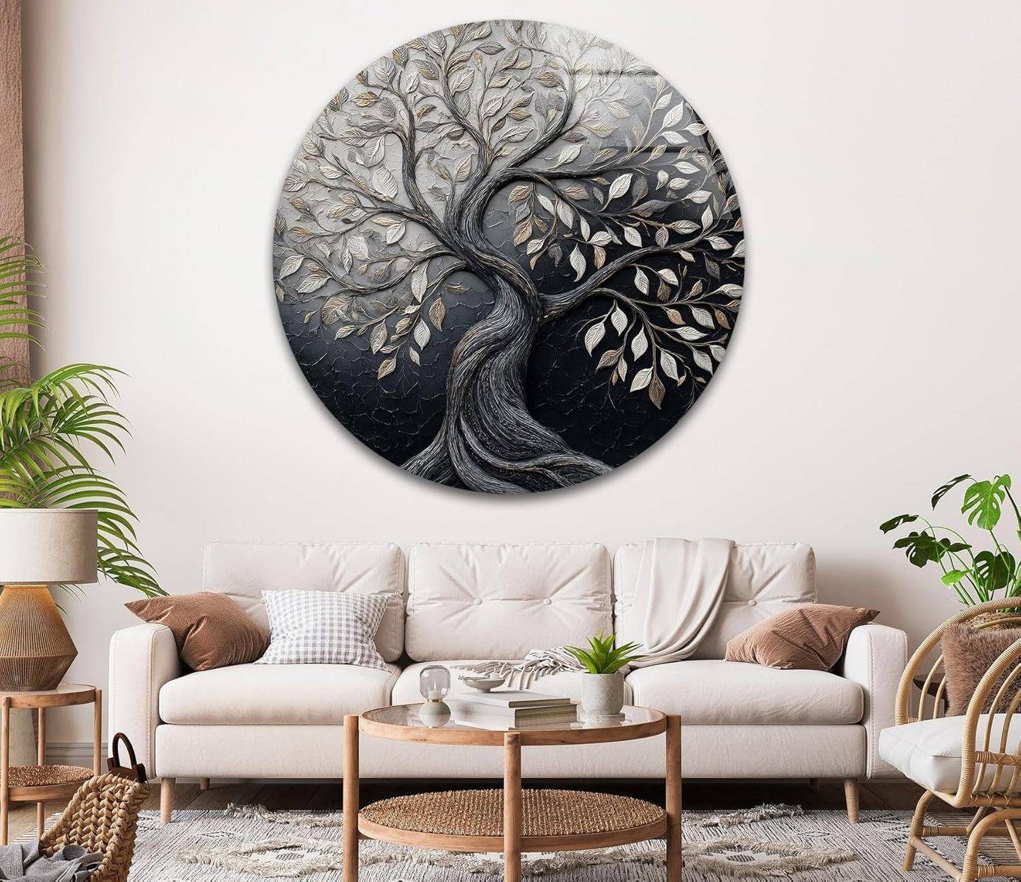 My Photostation.com 31.5''(80cm) Diameter Twilight Tree of Life Round Glass Wall Art Tempered Glass Printing Wall Decor Large Wall Art Wall Hangings