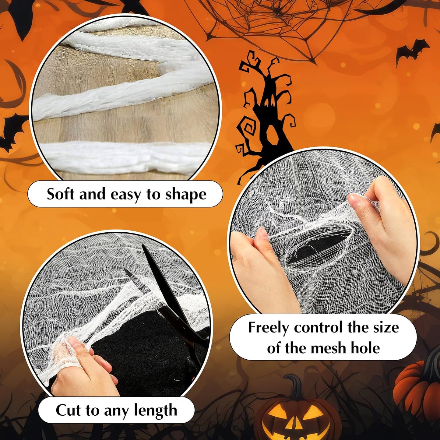 Boao Halloween Cheese cloth 29.92 x 590.55 Inch White Cheesecloth Roll for Crafts Large Cotton Muslin Gauze Fabric for Halloween Outdoor & Indoor Spooky Decoration