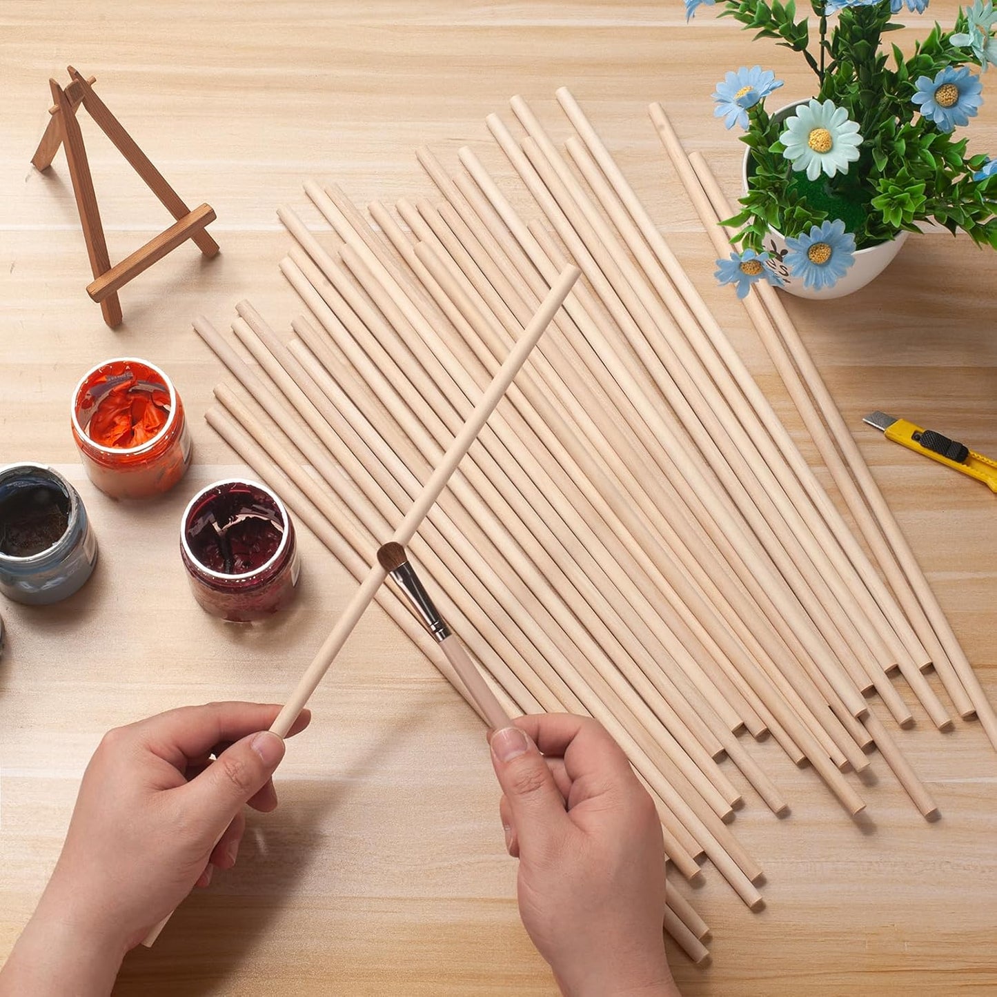 Wooden Dowels Wooden Sticks for Crafts 5/16" x 15", 30 PCS Wood Dowel Rods, Wood Sticks for Crafting, Macrame Dowels, Unfinished Round Hardwood Stick for Tiered Cake Support and Wedding Ribbon Wands
