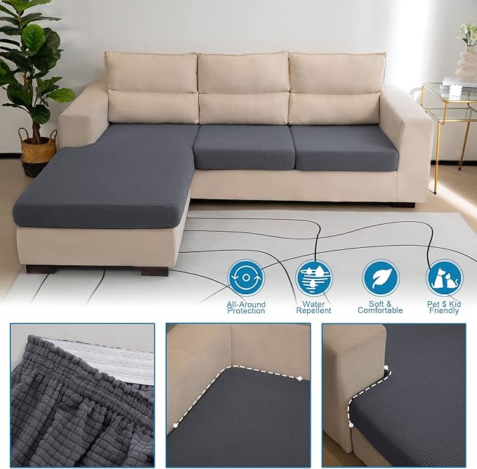 Water Repellent Single Seat Cushion Cover, Stretch Separete Backrest Cover - Image 4