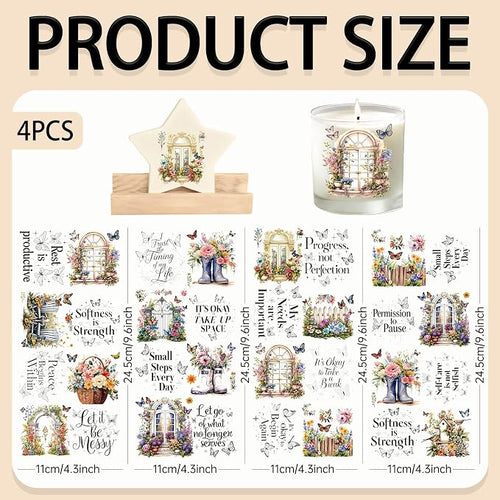 4 Sheets Rub on Transfers for Crafts, Gardens and Butterflies Furniture - Image 2