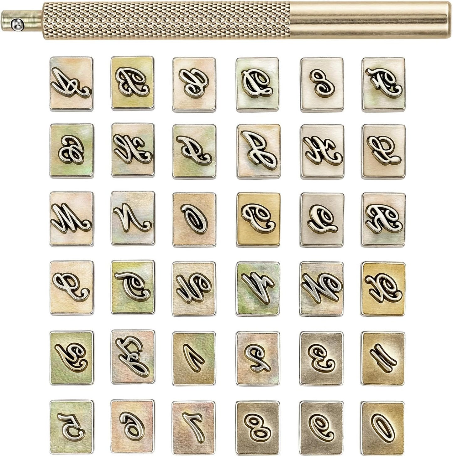 Yoption 37 Pieces Leathercarft Stamping Tool Set, 6mm Alphabet Letters and Numbers Stamps Leather Craft Stamping Tools with Gift Box