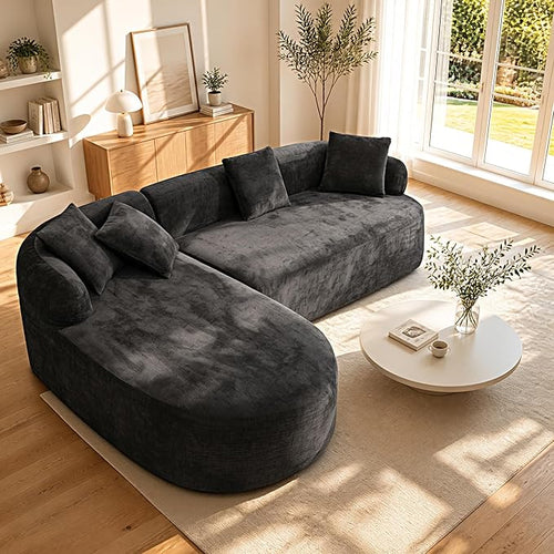 99" Curved Sectional Sofa with Chaise, Modern Boneless Couch with Deep Seat by VYUXWO