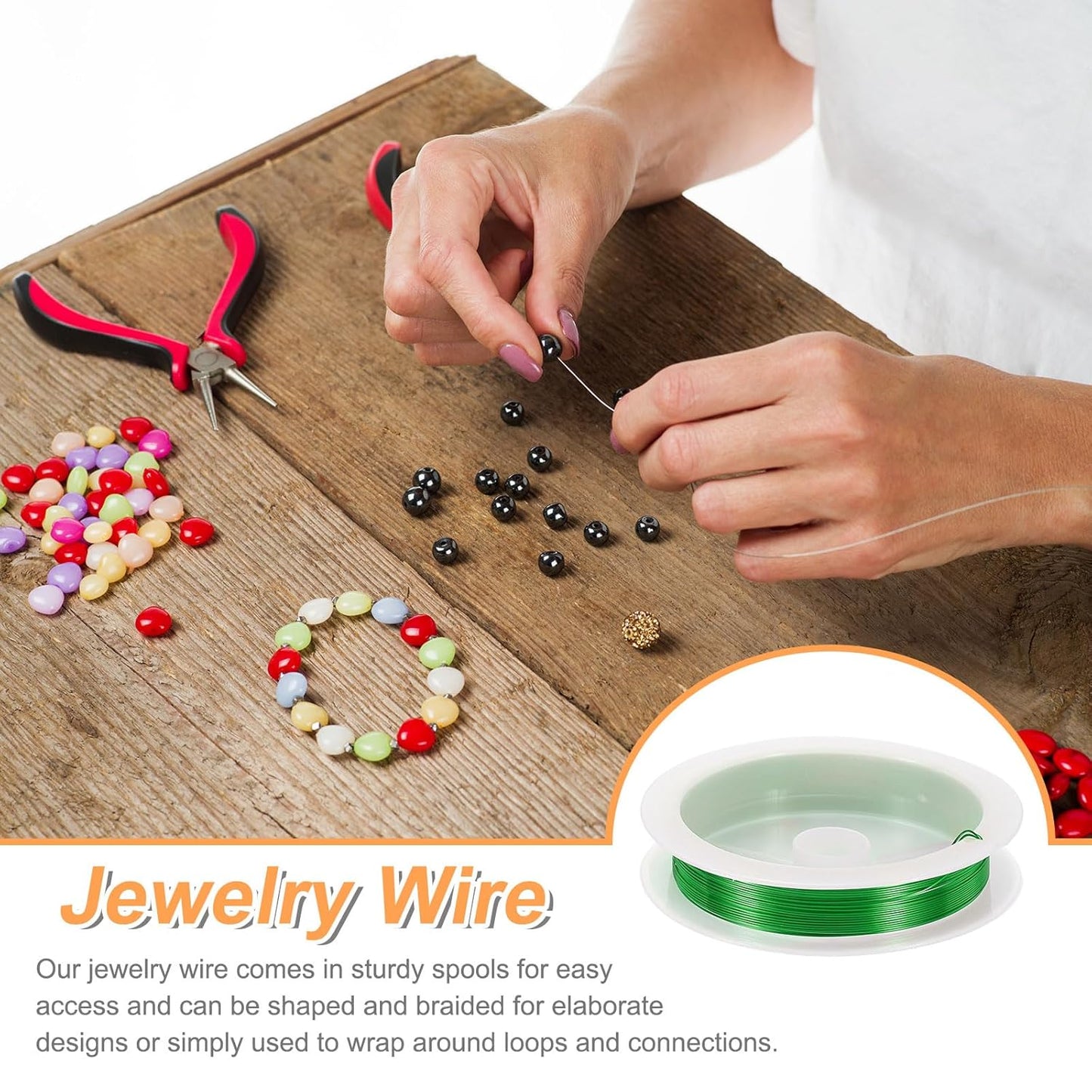 HARFINGTON 30ft Jewelry Wire, 26 Gauge (0.4mm) Brass Craft Soft Metal Tarnish Resistant Copper Beading Wire for Jewelry Making Supplies Crafting, Green