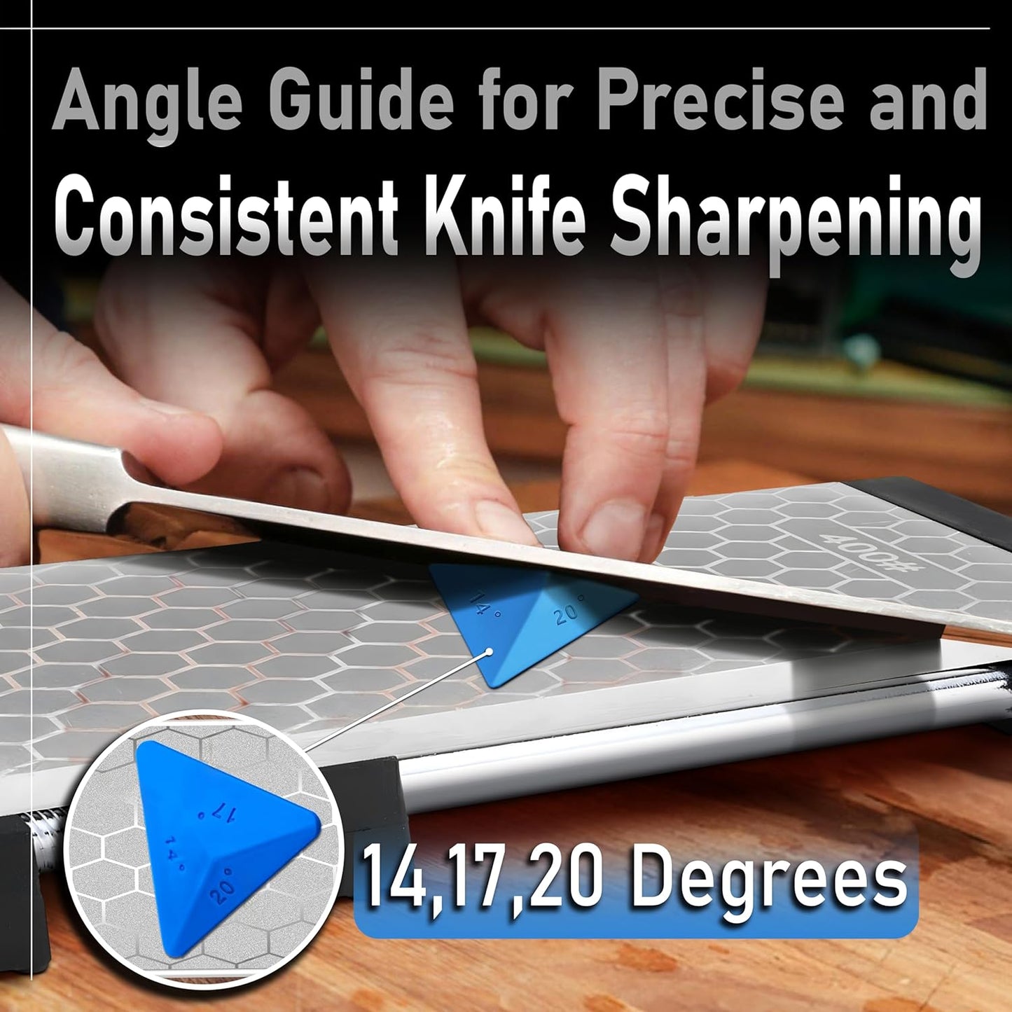 Schaaf Tools Diamond Whetstone Knife Sharpener Complete Kit with Adjustable Base, 2-Sided 400/1000 Grit Diamond Sharpening Stone Set with Chisel Honing Jig & Angle Guide for Knives, Woodworking Tools