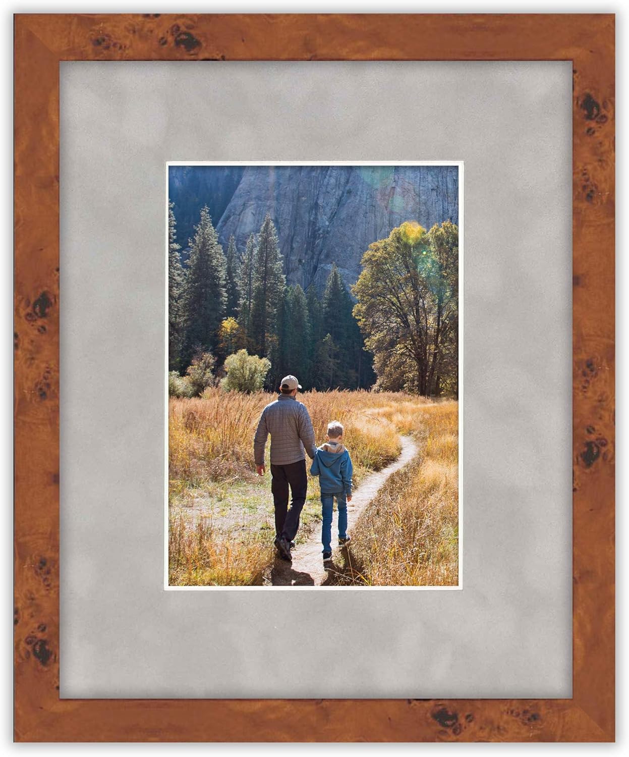 8.5x11 Mat Bevel Cut for 7x9 Photos - Acid Free Light Grey Suede Precut Matboard with Backing Board and Crystal Clear, Self Seal Photo Mat Bag - for Pictures, Photos, Framing - 4-ply Thickness