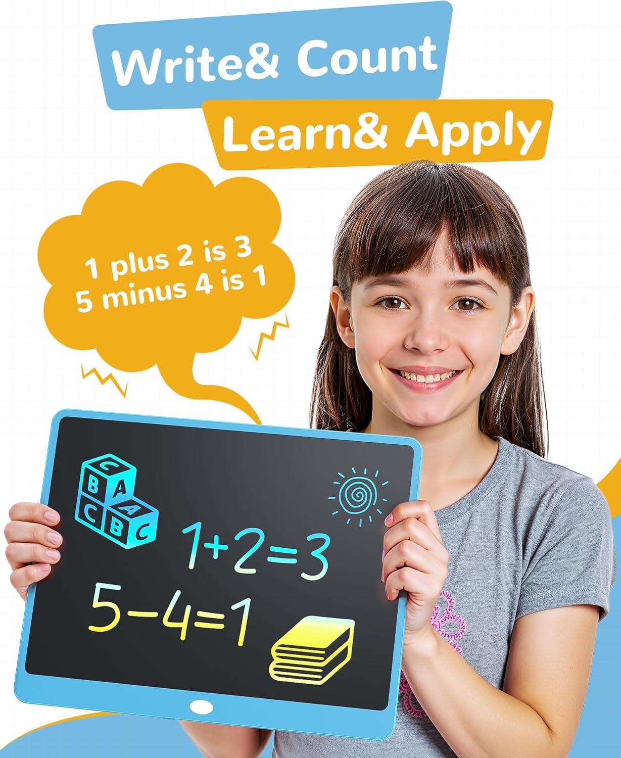 KOKODI LCD Writing Tablet, 16 Inch Colorful Doodle Board Drawing Tablet, Erasable Reusable Electronic Drawing Pads, Educational and Learning Toy for 3-6 Years Old Boy and Girls