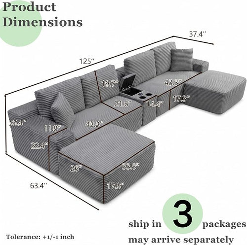 125" Oversized Sectional Couches - Image 2