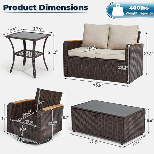 5 Pieces Outdoor Furniture Set - Image 2