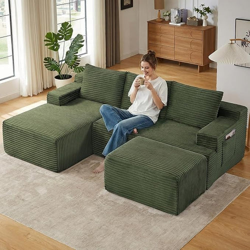 96" Cloud Sectional Couch U-Shaped Chaise by ODUWA
