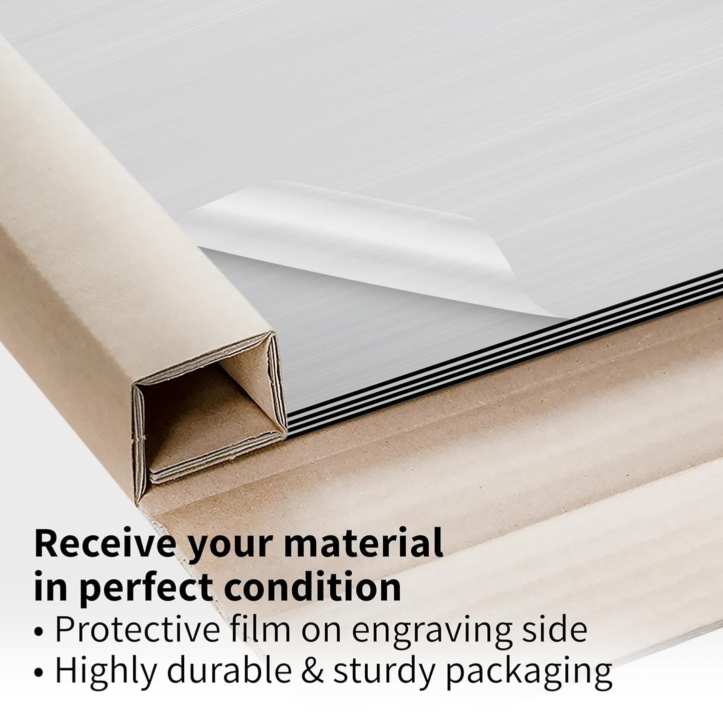 Trotec | Metallic Looking Acrylic Sheet | 12"x20"x1/16, 4 Pcs | Brushed Silver/Black | Metallic Finish - Scratch Resistant for Laser Engraving & Cutting,Printing,Glowforge,Name Plate | USA Made
