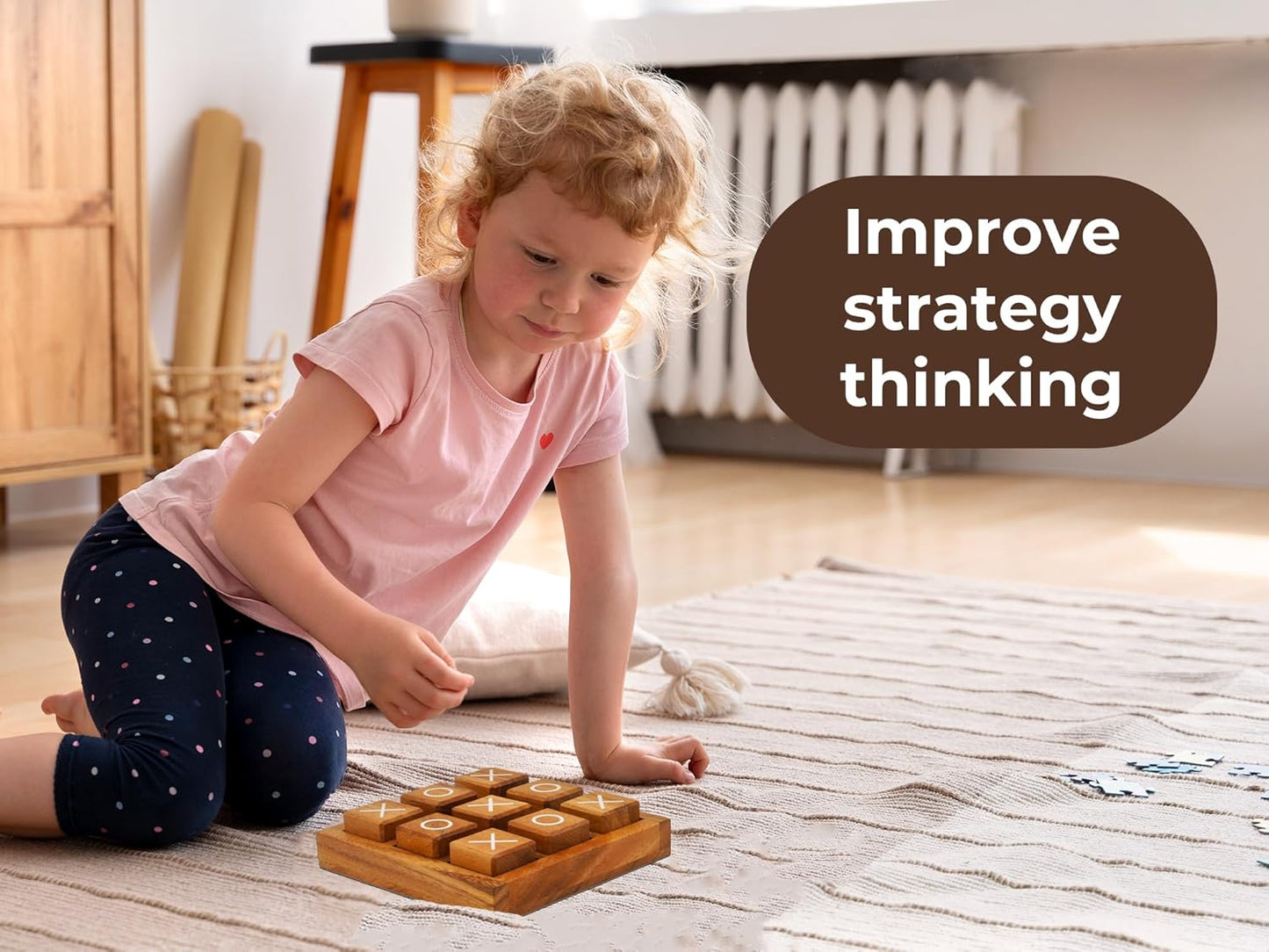 BSIRI Wooden XO Blocks (L) Tic Tac Toe Board Games - Ideal for Kids Games, Family Games and Game Night for Adults, Farmhouse Decor for Coffee Table Decor and Unique Gifts for All Occasion (5.5 Inch)