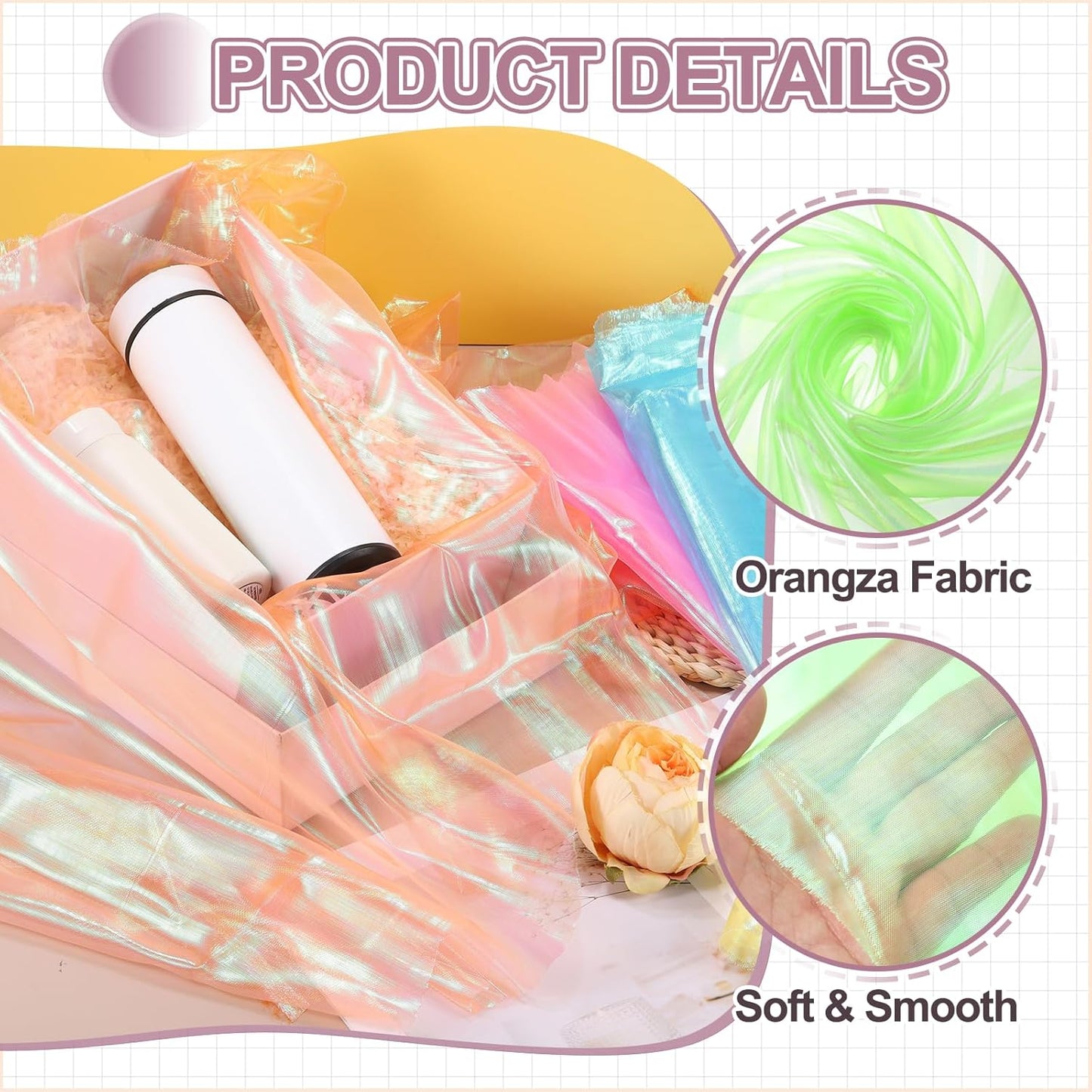 MECCANIXITY Iridescent Sheer Organza Fabric, 2 Yards x 59 Inches Solid Laser Holographic Shiny Fabric Organza Cloth for Wedding, Curtains, Costume, Photo Background, Fluorescent Green