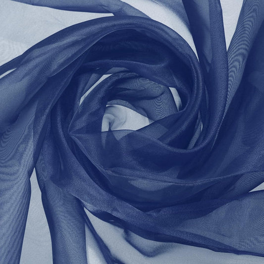 MECCANIXITY Iridescent Sheer Organza Fabric, 2 Yards x 59 Inches Solid Holographic Shiny Fabric Organza Cloth for Wedding, Curtains, Costume, Photo Background, Navy Blue