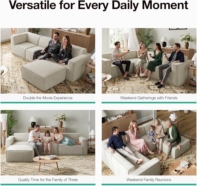 Novilla 117.7" Modular Sectional Sofa, No Assembly Cloud Sectional Couch - Image 11
