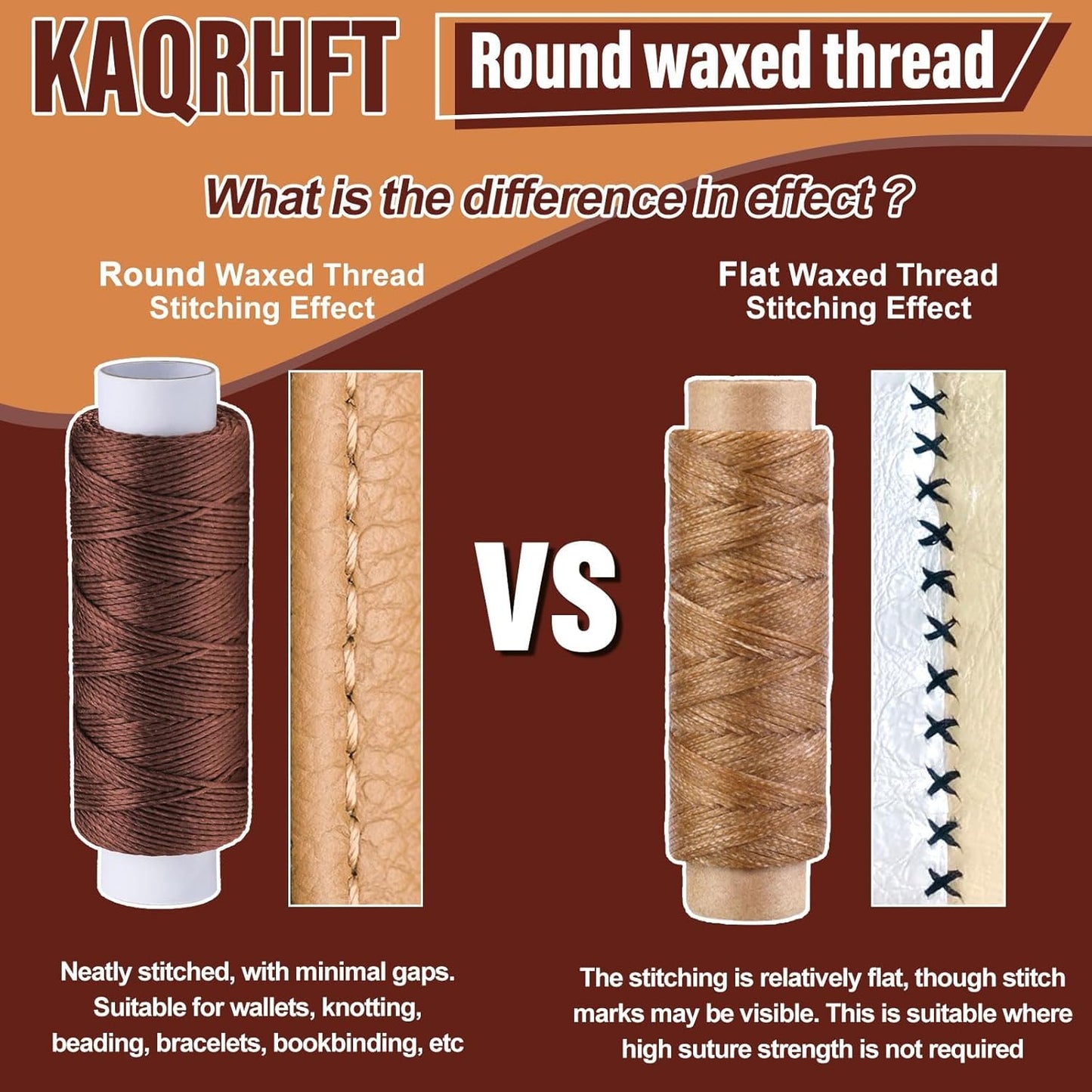 0.8 mm 54 Yards Waxed Thread for Sewing, Leather Thread for Sewing for Stitching, Bookbinding, Bracelet, Braiding (Dark Khaki)