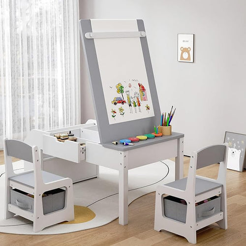 5-in-1 Kids Art Table and Chairs, Toddler Table and Chair Set, Craft Play Desk - Image 2