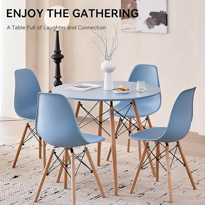 5-Piece Round Dining Table Set, Small 31.5" Kitchen Table Chairs Set of 4 Space - Image 6