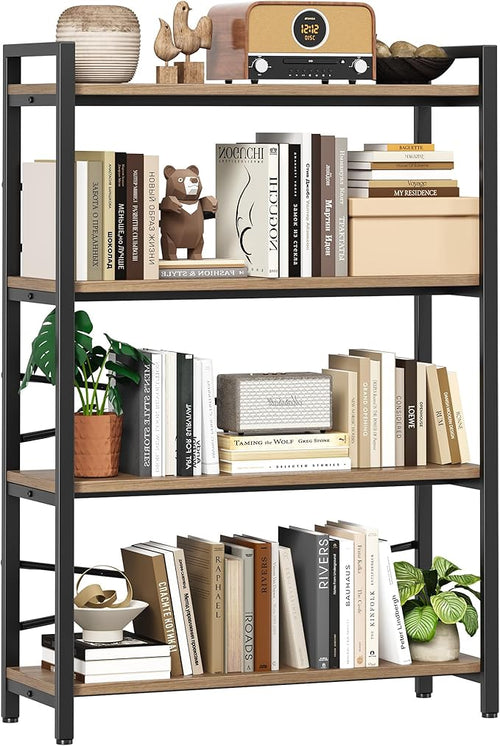 4 Tier Bookshelf 31.49" Width, Tall Book Shelf Storage and Organization by Homeiju