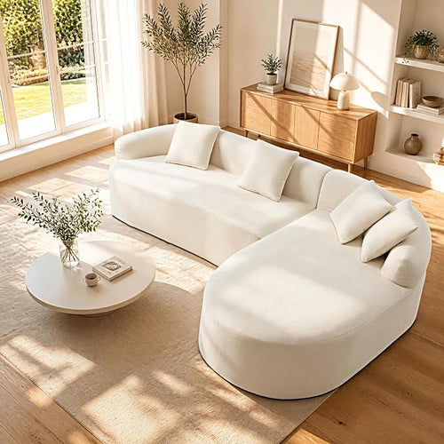 99" Curved Sectional Sofa with Chaise, Modern Boneless Couch with Deep Seat by VYUXWO