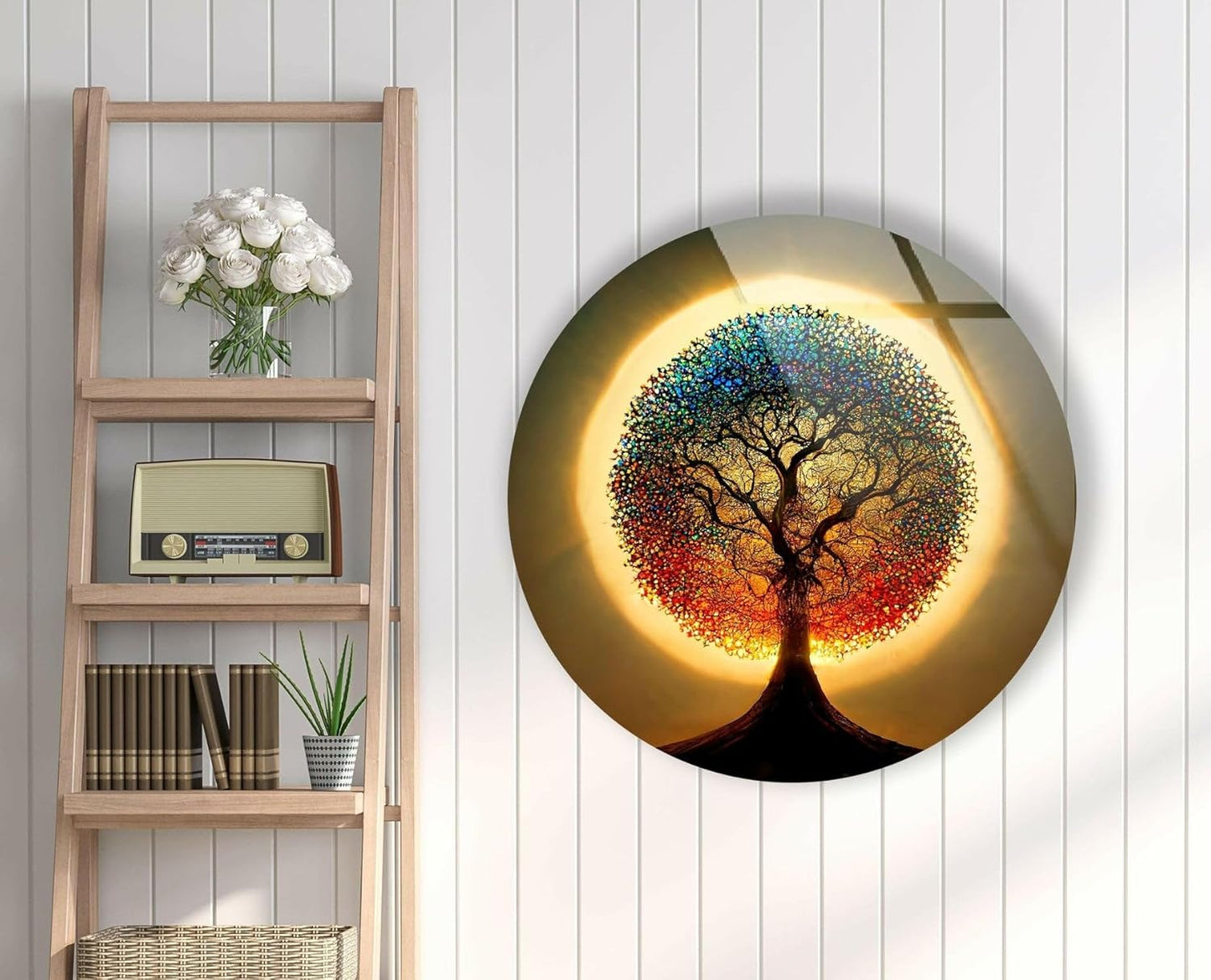 My Photostation.com 20''(50cm) Diameter Life of Tree Round Glass Wall Art Tempered Glass Printing Wall Decor Large Wall Art Wall Hangings