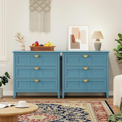 31.5" Accent Storage Cabinets, Modern 3-Drawer Decorative Side Table by YHFEXYT